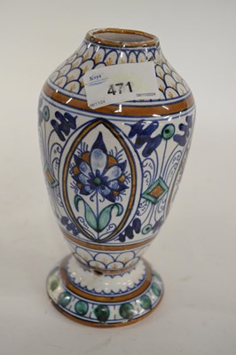 Lot 471 - A Delft ware Spanish vase (drilled for...