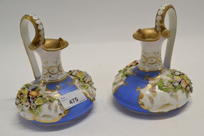 Lot 475 - A pair of Bloor Derby ewers, the blue ground...