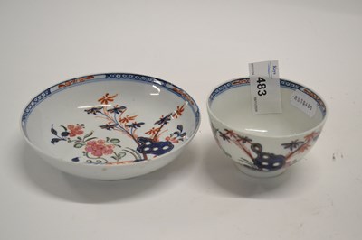 Lot 483 - A Lowestoft porcelain tea bowl and saucer with...