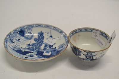 Lot 485 - A Lowestoft porcelain tea bowl and saucer with...