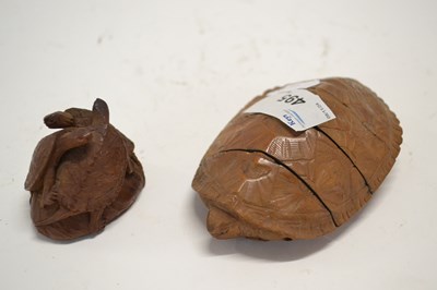 Lot 495 - A carved box wood model of a turtle split into...