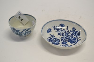 Lot 500 - A Worcester porcelain tea bowl and saucer (a/f)