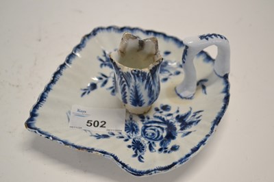 Lot 502 - A rare Bow porcelain taper stick with blue and...