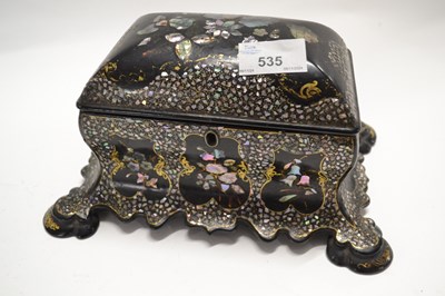 Lot 535 - An ebonised Victorian caddy with inlaid mother...