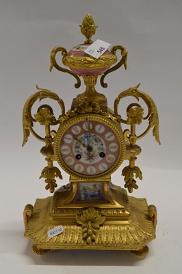 Lot 545 - A late Victorian gilt brass mantel clock with...