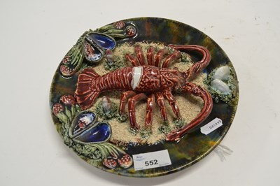 Lot 552 - A Palissy type dish with lobster and seashells...