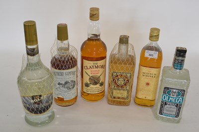 Lot 303 - Six bottles of assorted spirits to include The...