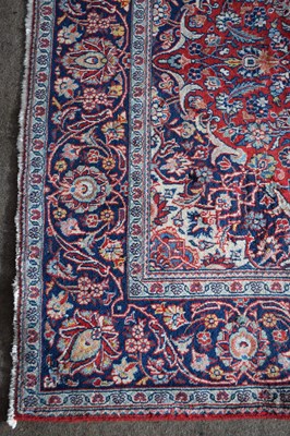 Lot 378 - Karajeh runner carpet decorated with large...