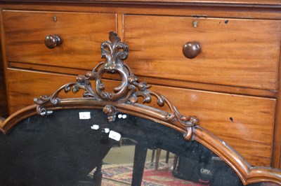 Lot 383 - Victorian arch top mahogany framed mirror...