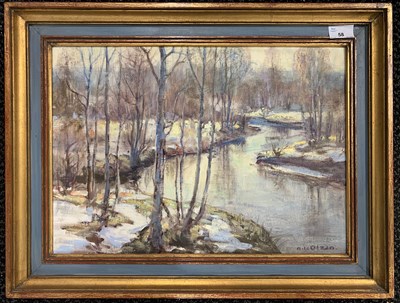 Lot 58 - Nils Olzen (Swedish,1891-1953), Winter...