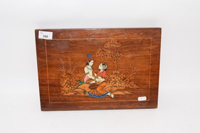 Lot 398 - Indian hardwood and inlaid wall plaque...