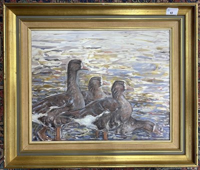 Lot 62 - Robert Aberdein (British,b.1963), Wading Geese,...