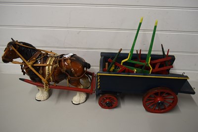 Lot 228 - MODEL CART WITH FURTHER HAY RAKE AND A CERAMIC...