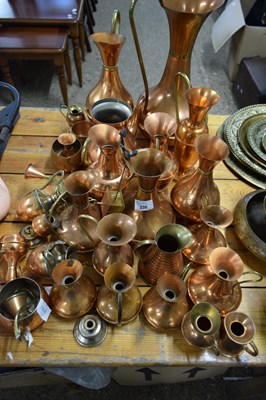 Lot 230 - COLLECTION OF VARIOUS COPPER VASES, JUGS AND...