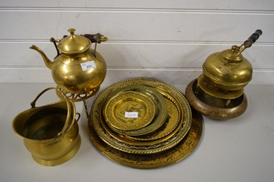 Lot 231 - COLLECTION OF VARIOUS BRASS PLATES, BRASS...