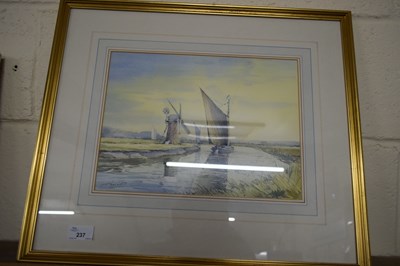 Lot 237 - HOWLETT, STUDY OF A WHERRY PASSING A WINDMILL,...