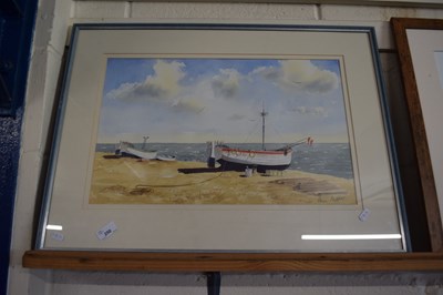 Lot 250 - PAM PEPPER, STUDY OF BOATS ON A BEACH,...
