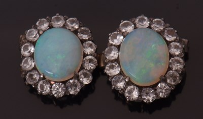 Lot 98 - A pair of opal and white stone jewels, the...