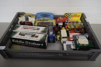 Lot 9 - BOX CONTAINING MODEL CARS, TWO EDDIE STOBART...