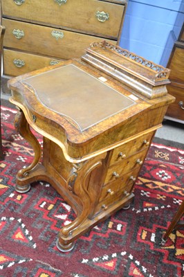 Lot 561 - A Victorian walnut veneered Davenport desk of...