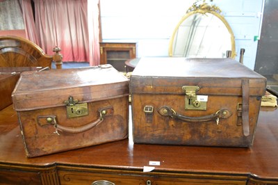 Lot 589 - Two Victorian brown leather hat boxes of...