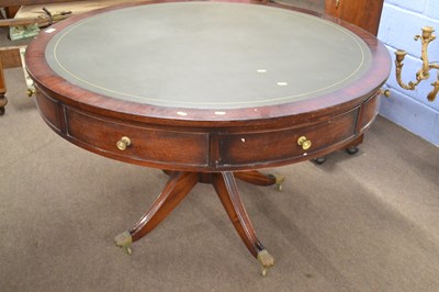 Lot 606 - A reproduction Georgian style mahogany drum...