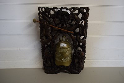Lot 16 - TEMPLE BELL IN CARVED WOODEN FRAME