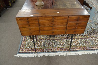 Lot 618 - Late Georgian mahogany bank of fifteen drawers...