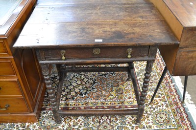 Lot 619 - A Jacobean oak side table with single drawer,...