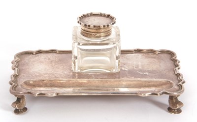 Lot 2 - A George V silver inkstand, the rectangular...