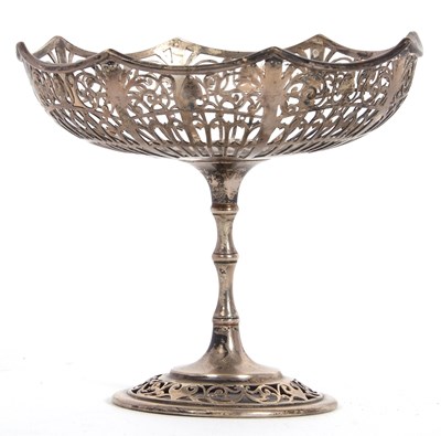 Lot 6 - An Edwardian silver pedestal bonbon dish of...