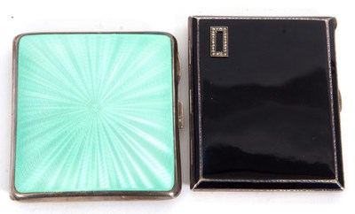 Lot 9 - Two Art Deco silver and enamel cigarette cases,...