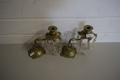 Lot 19 - TWO METAL WALL BRACKETS WITH GLASS DROPLETS