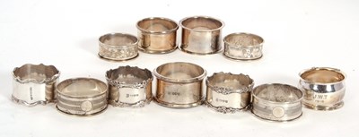 Lot 36 - Mixed Lot: Nine hallmarked silver serviette...