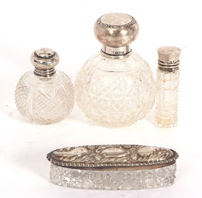 Lot 38 - Mixed Lot:  A cut glass globular shaped scent...