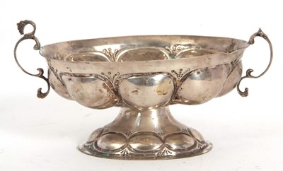 Lot 40 - A Dutch silver pedestal bowl of oval form with...