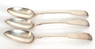 Lot 42 - A pair of Georgian silver fiddle pattern...