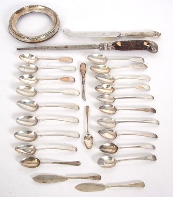 Lot 47 - Mixed Lot: Seven silver fiddle pattern...