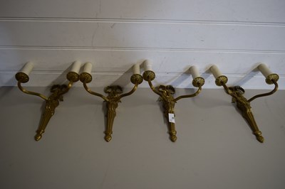 Lot 22 - FOUR METAL WALL LIGHTS WITH CANDLE HOLDERS