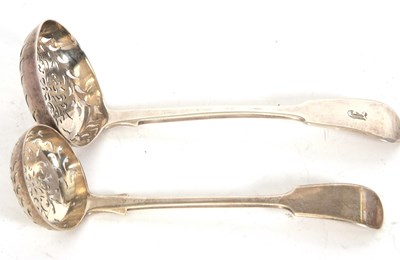 Lot 49 - Two hallmarked silver fiddle pattern sifter...