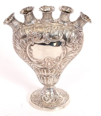 Lot 52 - A Dutch silver tulip vase, elaborately...