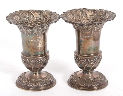 Lot 56 - Early 20th Century pair of silver vases of...