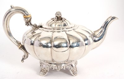 Lot 68 - A Victorian silver teapot melon shaped with a...