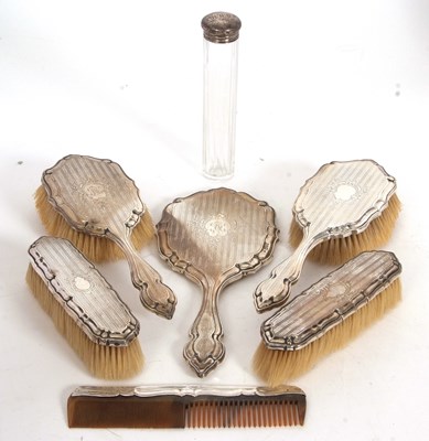 Lot 78 - Six pieces of silver mounted dressing table...