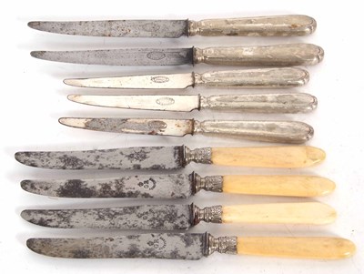 Lot 87 - A group of five antique French table knives...