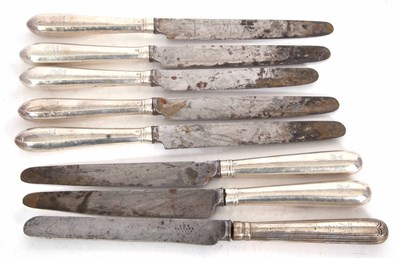 Lot 88 - Eight Georgian silver handled table knives,...