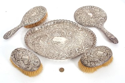 Lot 90 - An Edwardian silver dressing table tray of...