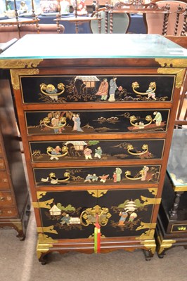 Lot 629 - A contemporary Chinese hardwood cabinet with...