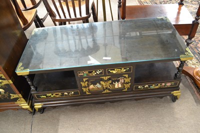 Lot 631 - A contemporary Chinese dark wood coffee table...