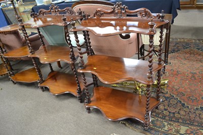 Lot 647 - A pair of Victorian  mahogany what-nots with...